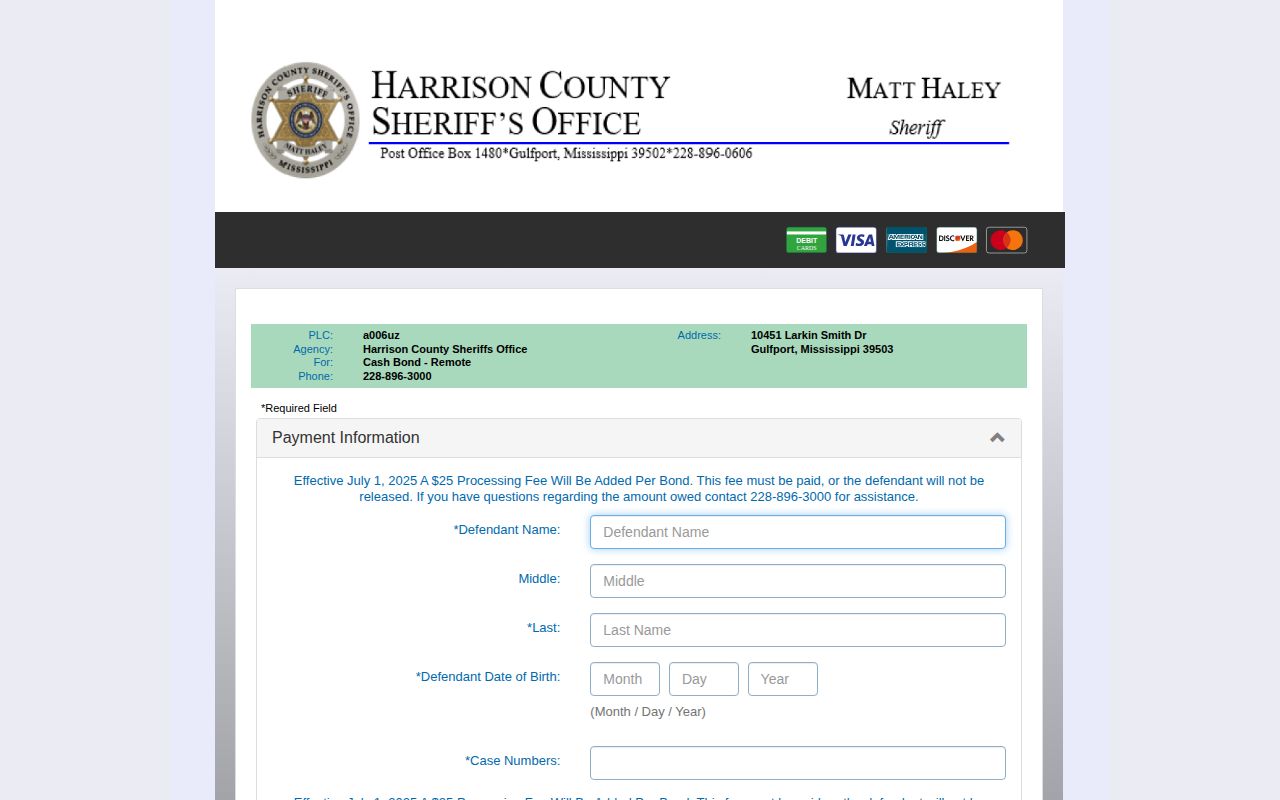Harrison County bond payment source for a possible same-day release
