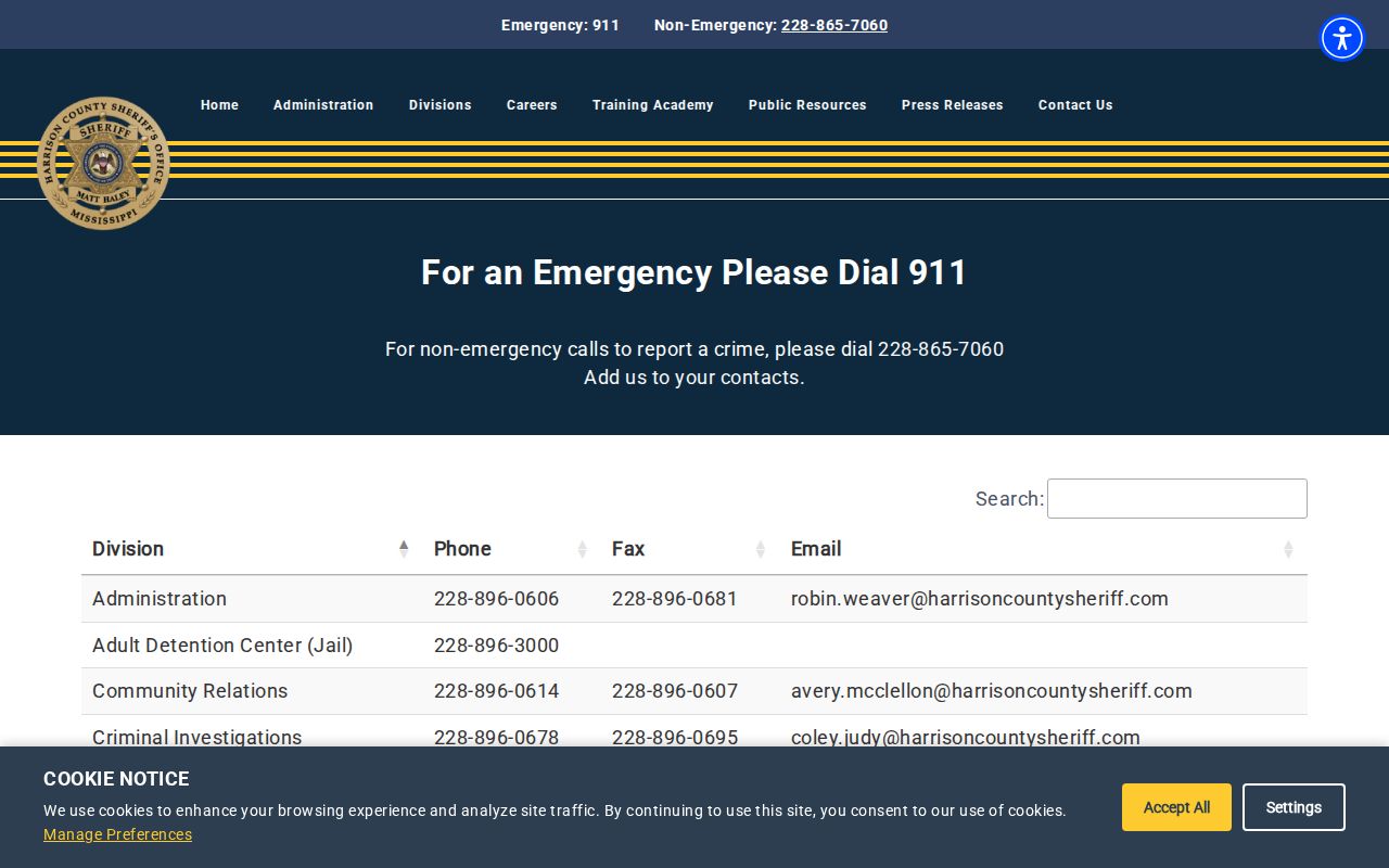 Harrison County Sheriff contacts for 72-hour release confirmation