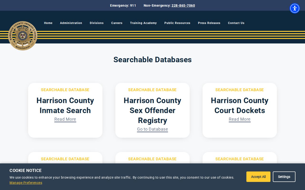Harrison County records fallback for a 72-hour release list