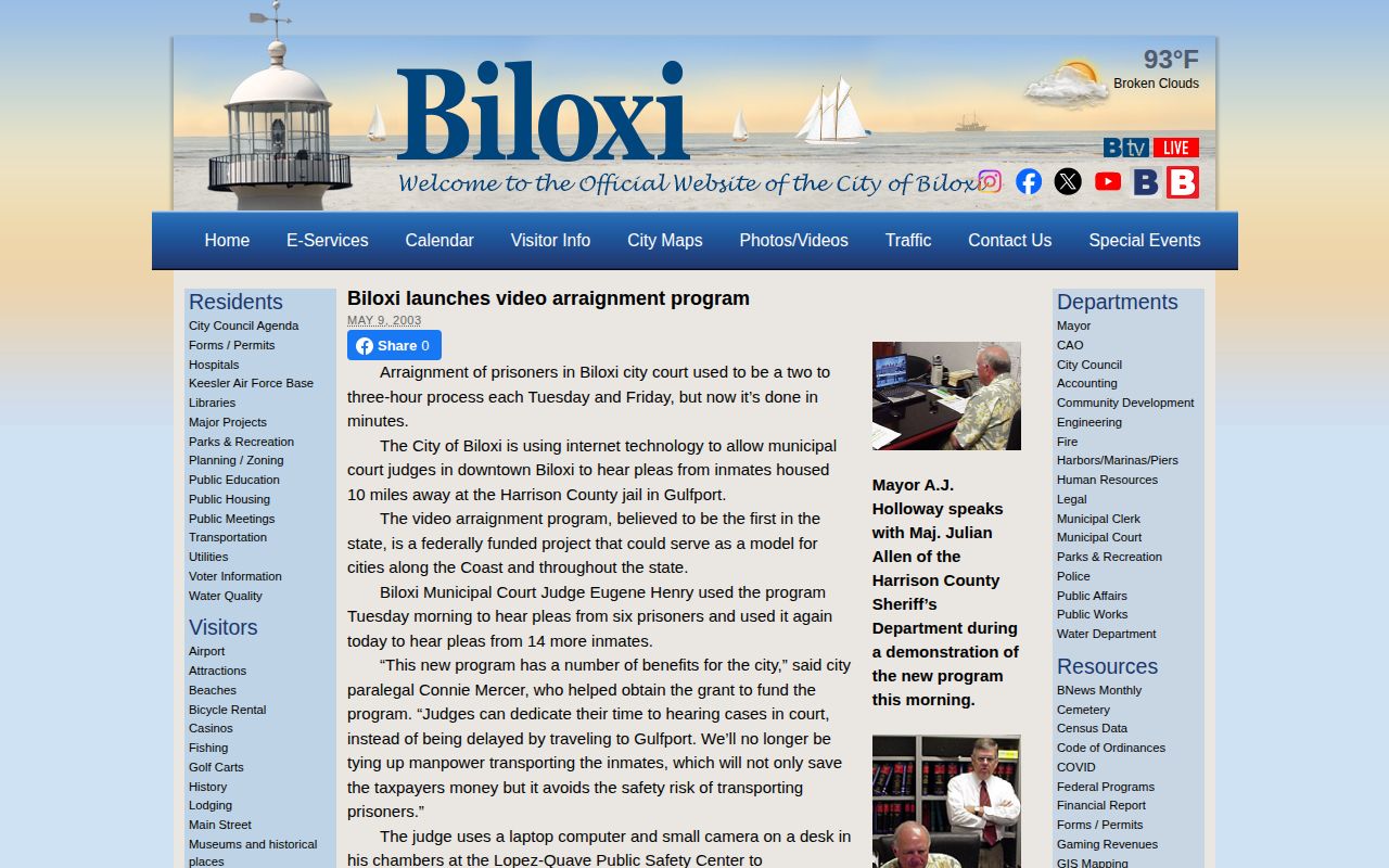 Biloxi municipal detention release records and video arraignment pathway