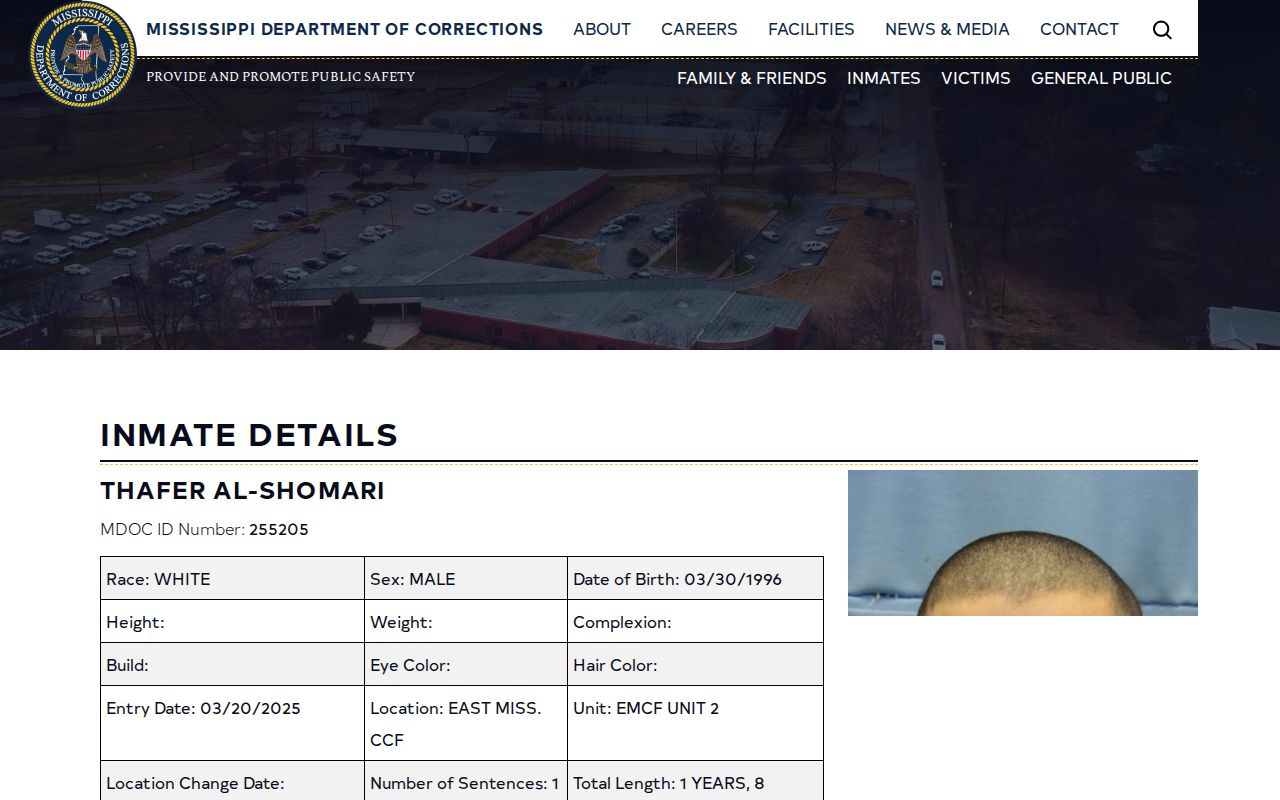 Harrison County projected release date MDOC tentative date field